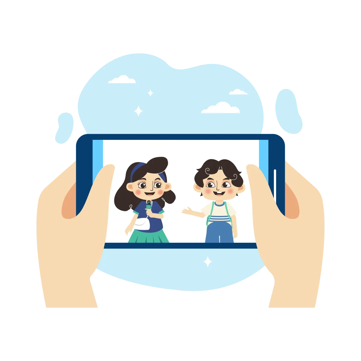 Anak-anak berbagi karya lingkungan melalui perangkat digital